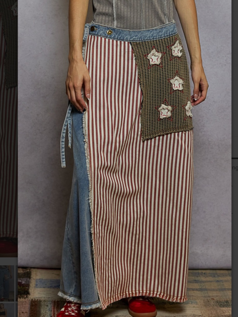 🎉 POL “ FLAG “ POL WIDE LEG PANTS WITH AMERICAN FLAG DESIGN WRAP 71